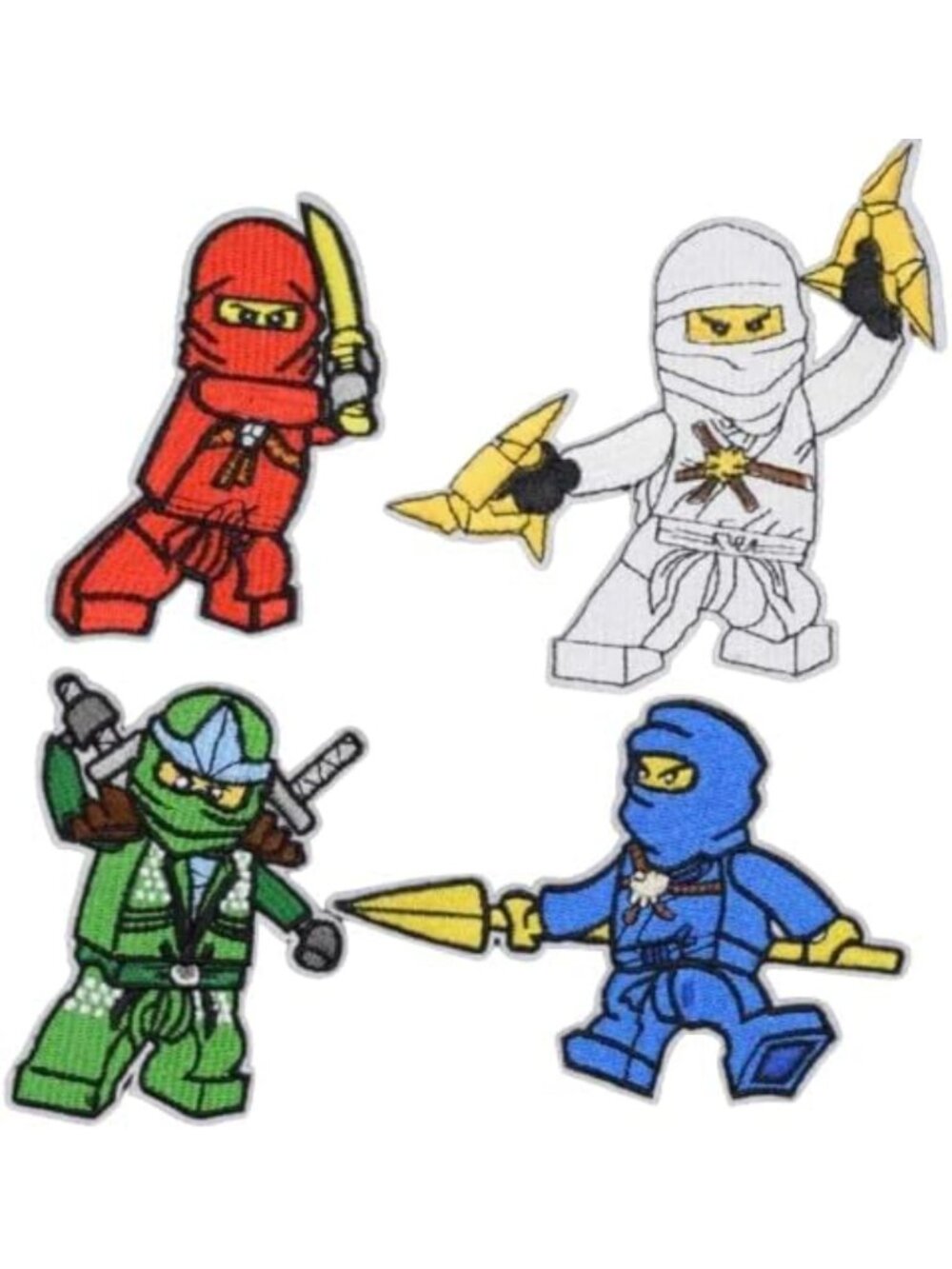 Set of 4 Iron-On Embroidered Ninja Patches - Thermoadhesive for Clothing Decor